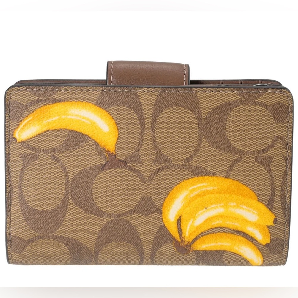 Coach Medium Corner Zip Wallet with Banana Print - Picture 2 of 5
